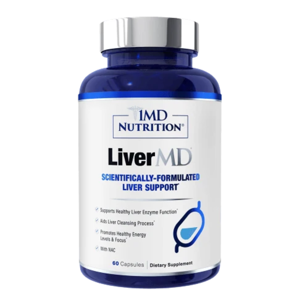 1MD Nutrition LiverMD Scientifically-Formulated Liver Support Supplement - 60 Capsules with Milk Thistle, NAC & Natural Ingredients