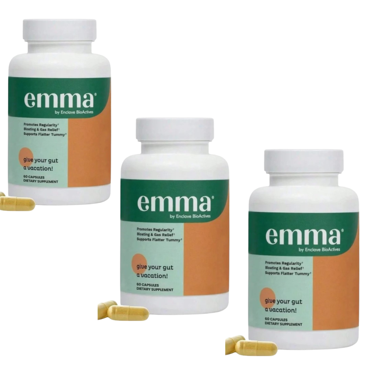 Emma Gut Health Gas and Bloating Relief by Enclave BioActives - 60 Capsules