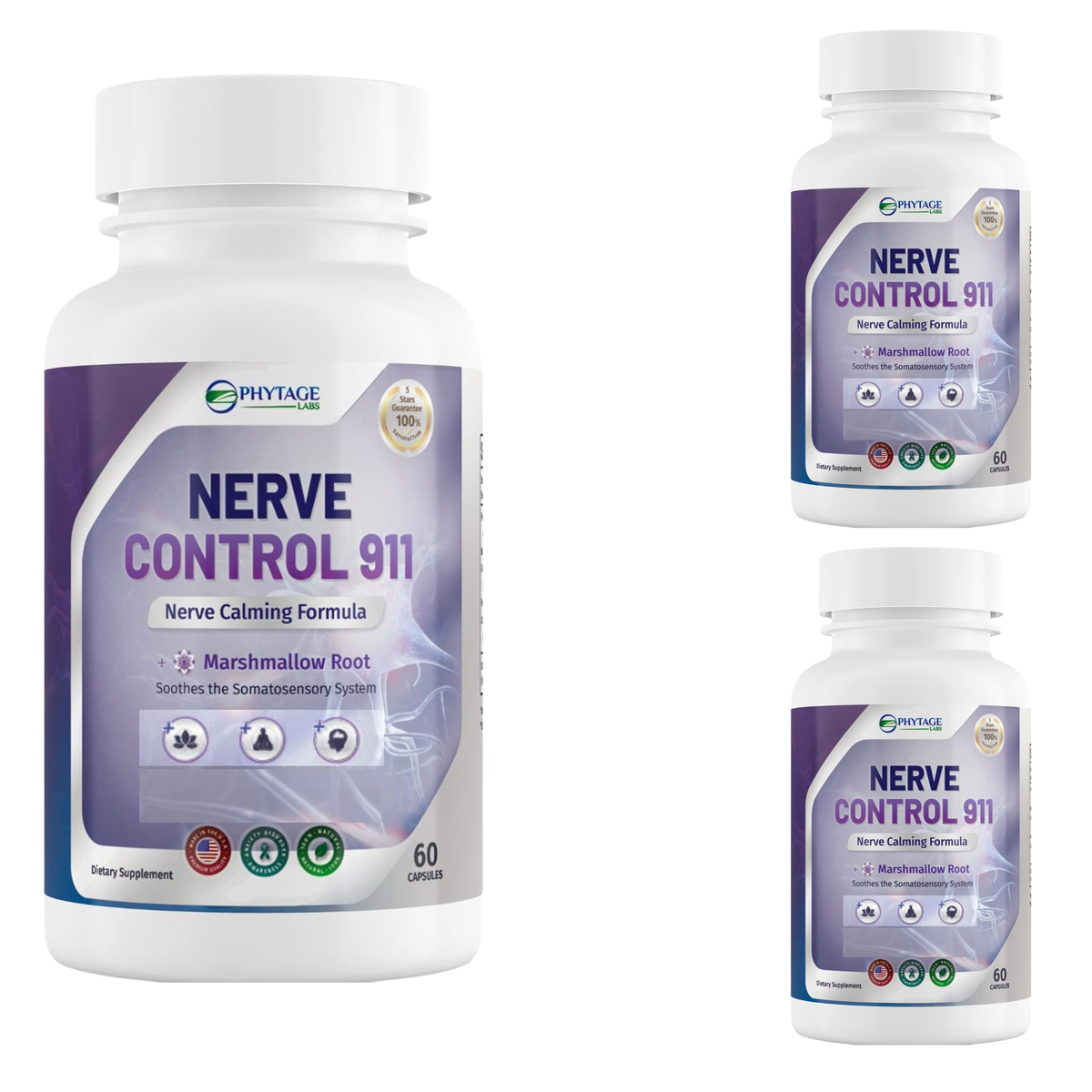 Phytage Labs Nerve Control 911 Nerve Calming Formula, 60 Capsules