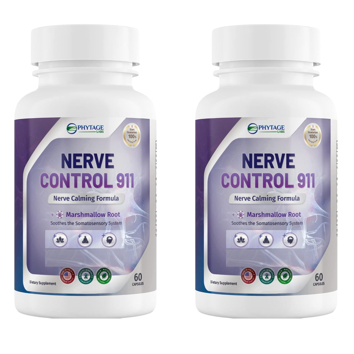 Phytage Labs Nerve Control 911 Nerve Calming Formula, 60 Capsules