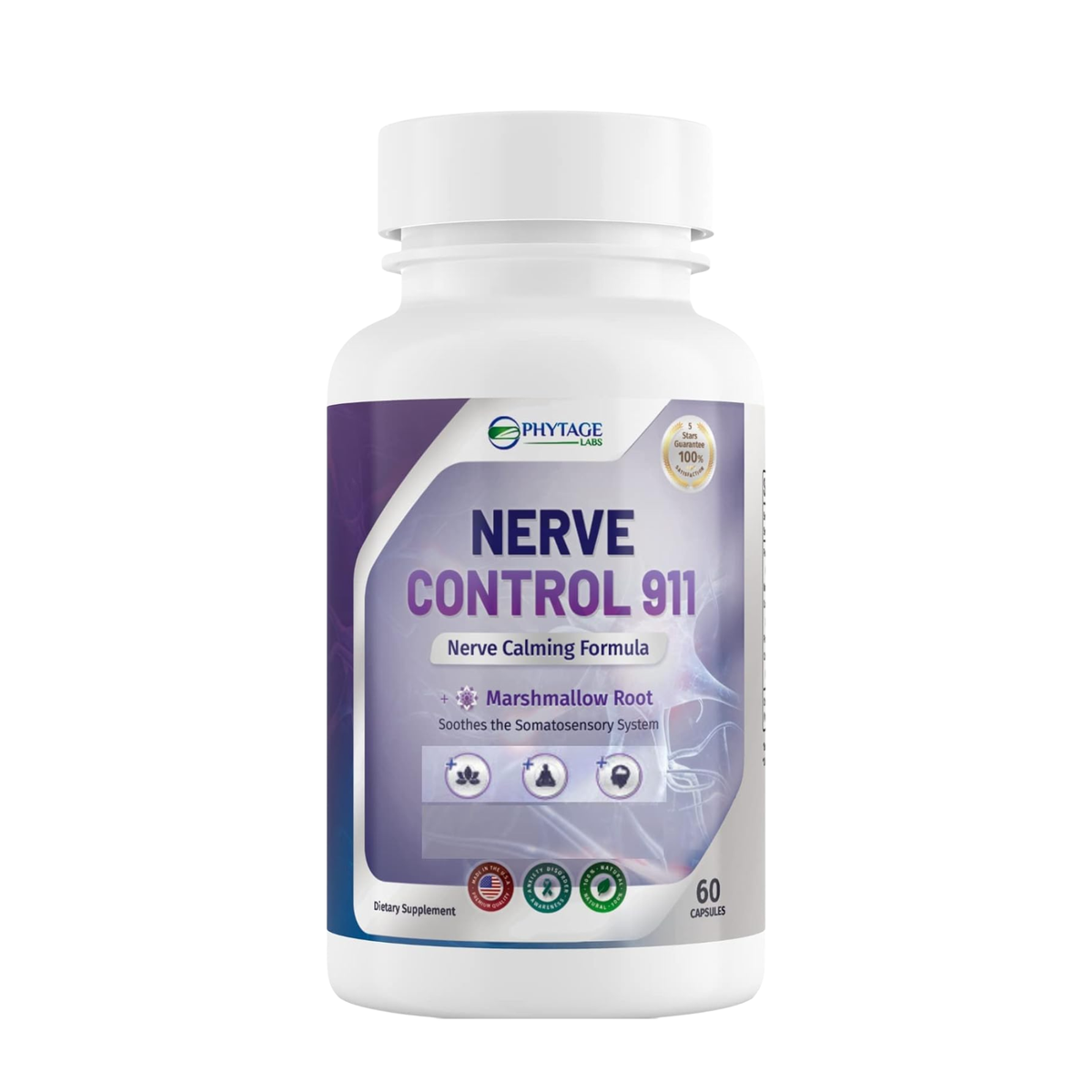 Phytage Labs Nerve Control 911 Nerve Calming Formula, 60 Capsules