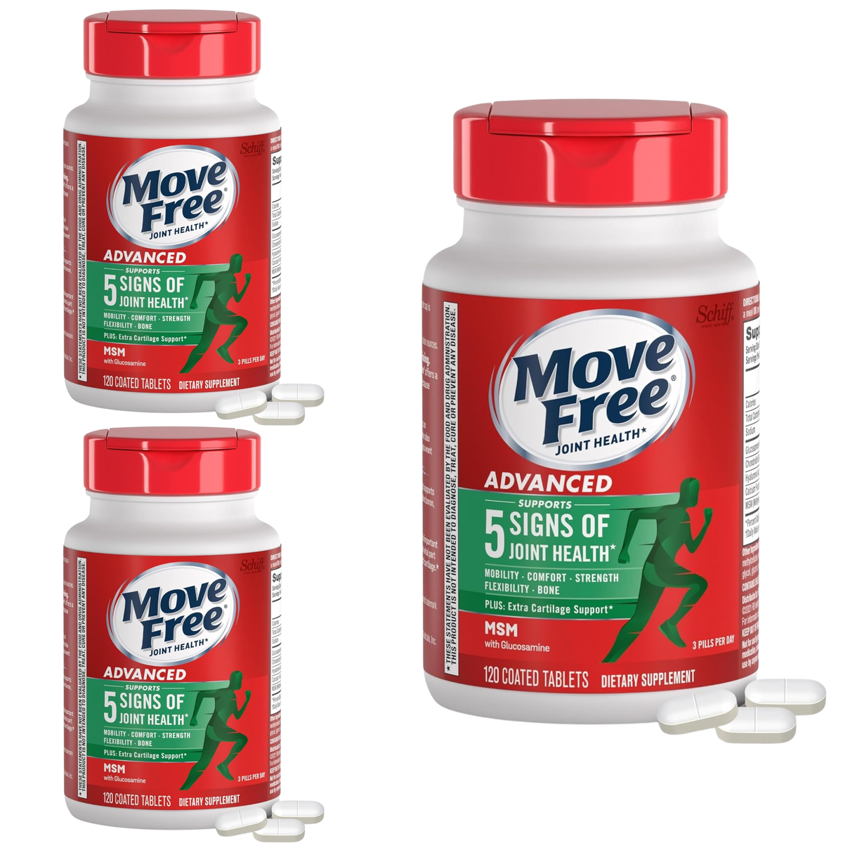 Schiff Move Free Advanced Joint Health Plus MSM with Glucosamine and Chondroitin, 120 Coated Tablets