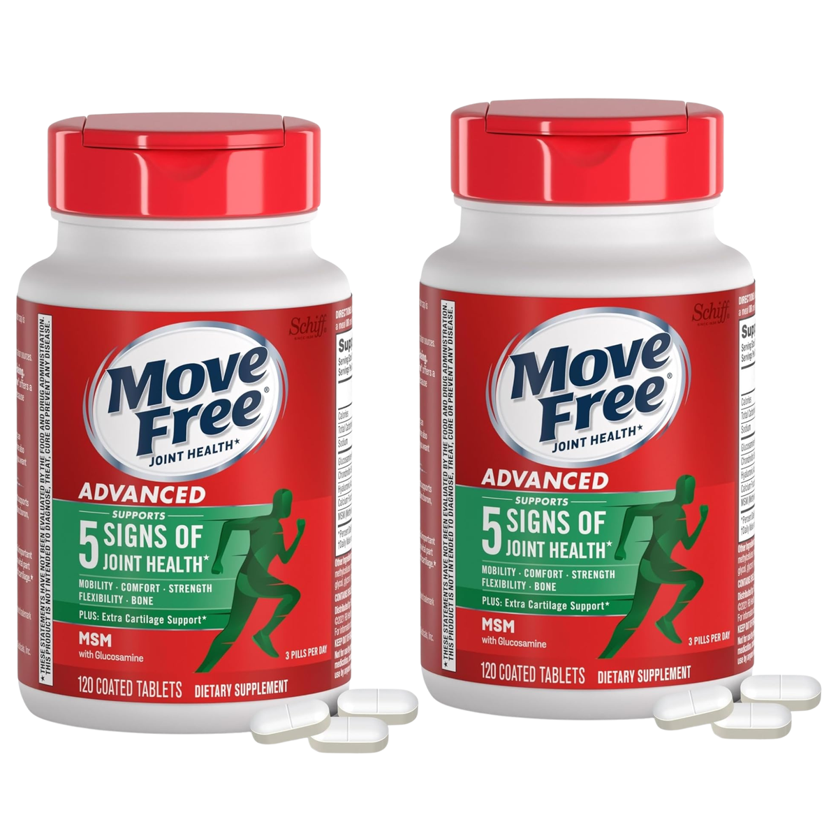 Schiff Move Free Advanced Joint Health Plus MSM with Glucosamine and Chondroitin, 120 Coated Tablets