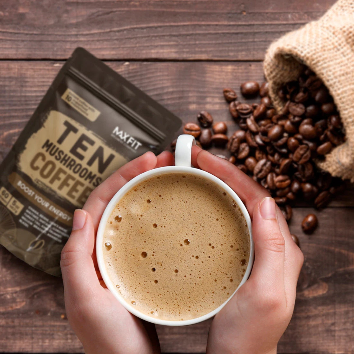 MAX FIT Ten Mushrooms Coffee - Instant Coffee with 10 Superfood Mushrooms